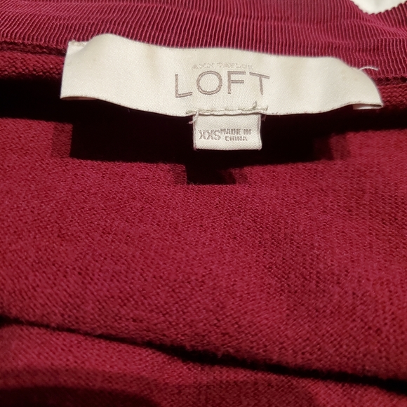 LOFT Shirred Shoulder Cardigan - Beet - Picture 9 of 9